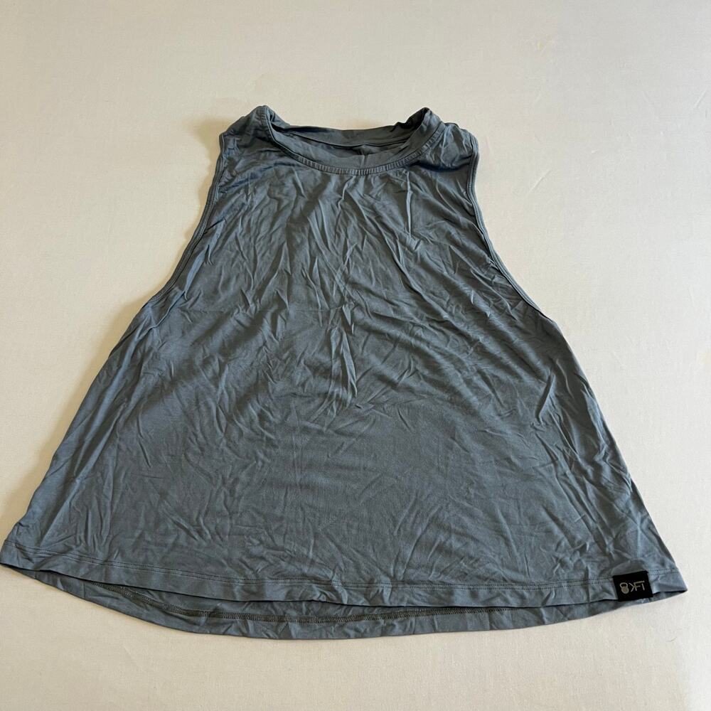 KFT Not So Basic Crop Tank- Dusty Blue M